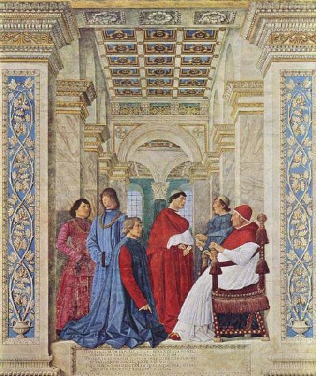 Melozzo da Forli Pope Sixtus IV appoints Bartolomeo Platina prefect of the Vatican Library Spain oil painting art